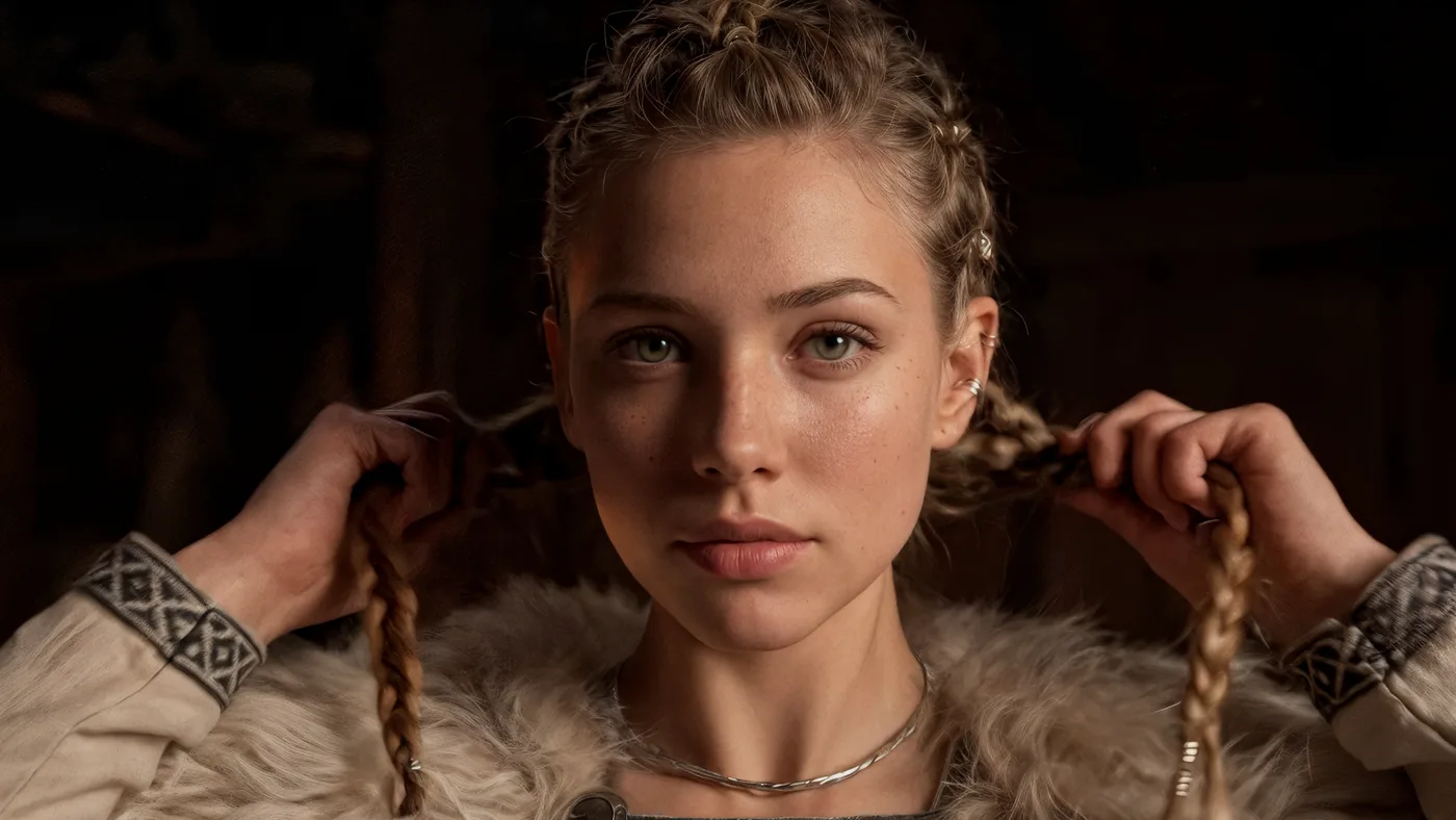 TORVA braiding her hair by firelight